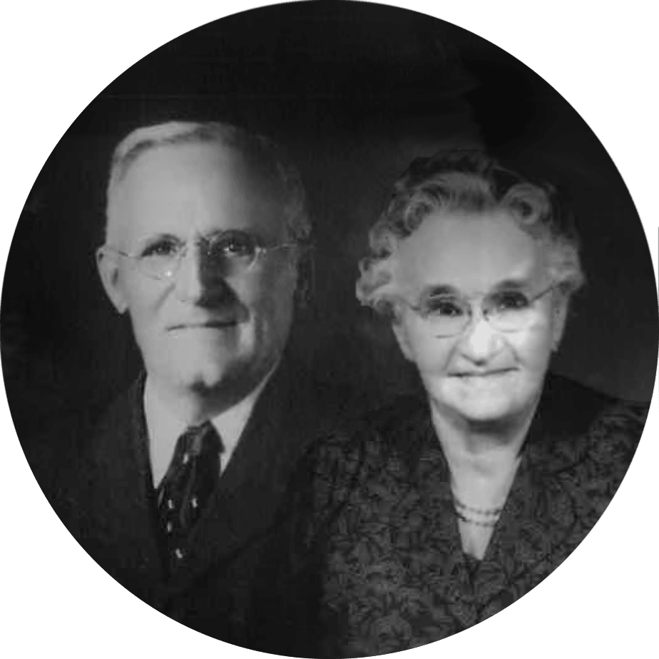 Old Black and White Portrait of Founders Charles and Salome Reymann