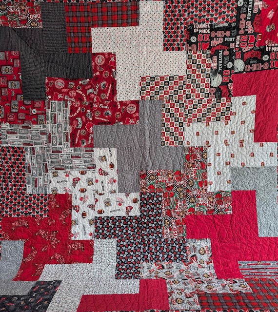 a homemade "THE Ohio State University" quilt